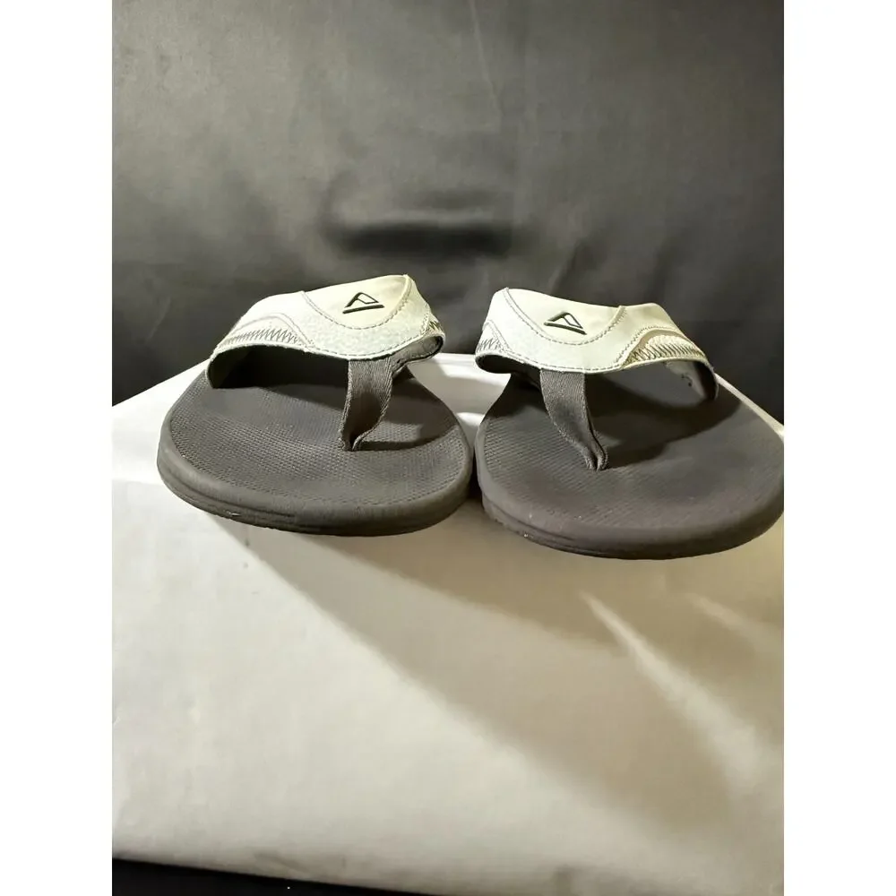 Reef Fanning Mens Flip Flops Sz 9 Gray White Bottle Opener Air Cushion